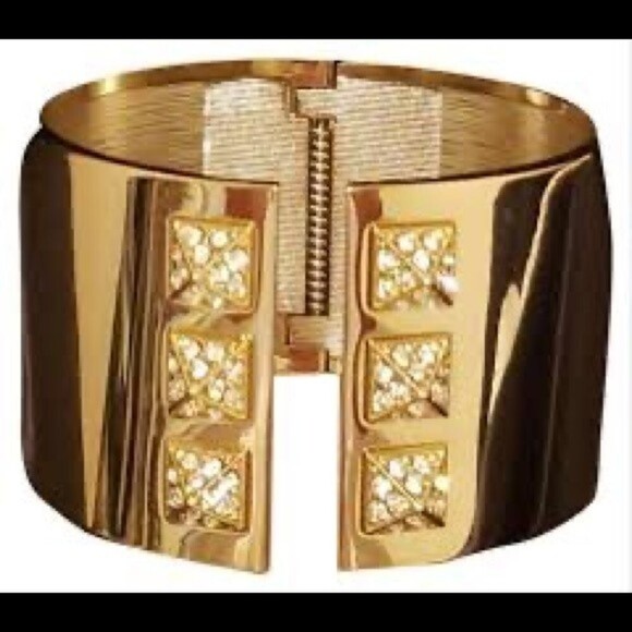 Victoria’s Secret Gold Roman Stud Rhinestone Cuff Bracelet - Picture 1 of 6